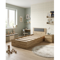 Bett Doros Rondi Einzelbett Eiche Artisan/Anthrazit 90x200 (44900530)