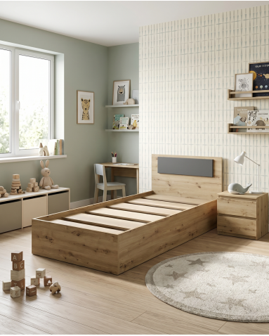 Bett Doros Rondi Einzelbett Eiche Artisan/Anthrazit 90x200 (44900530)