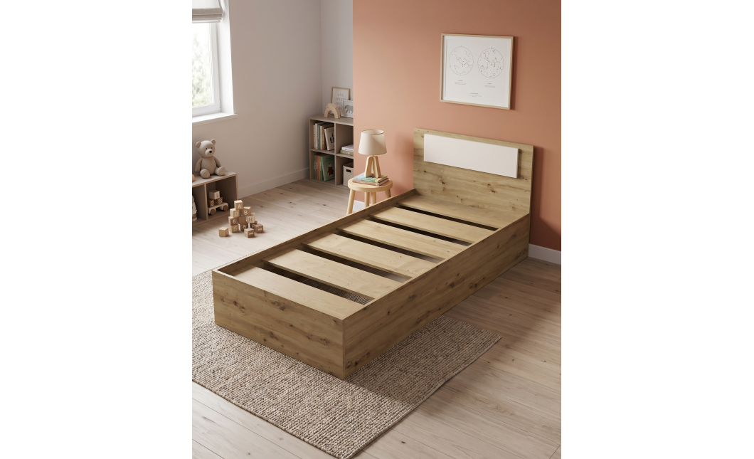 Bett Doros Rondi Einzelbett Eiche Artisan/Kaschmir 90x200 (44900529)