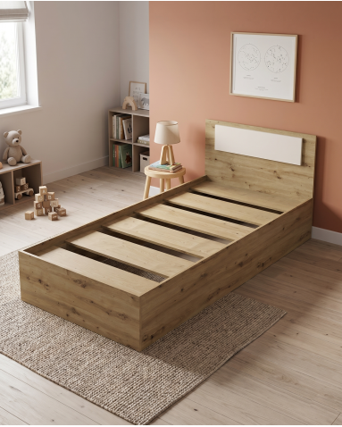 Bett Doros Rondi Einzelbett Eiche Artisan/Kaschmir 90x200 (44900529)