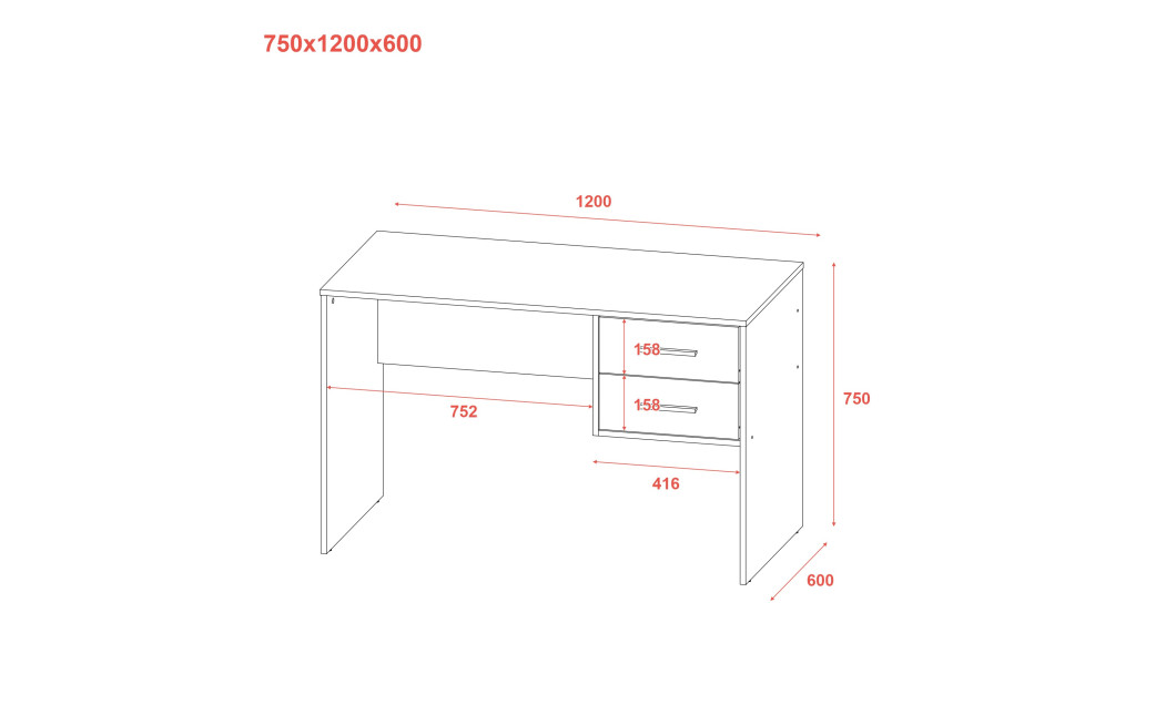 Computertisch Doros T2 Weiß 120x60x75 (81339322)