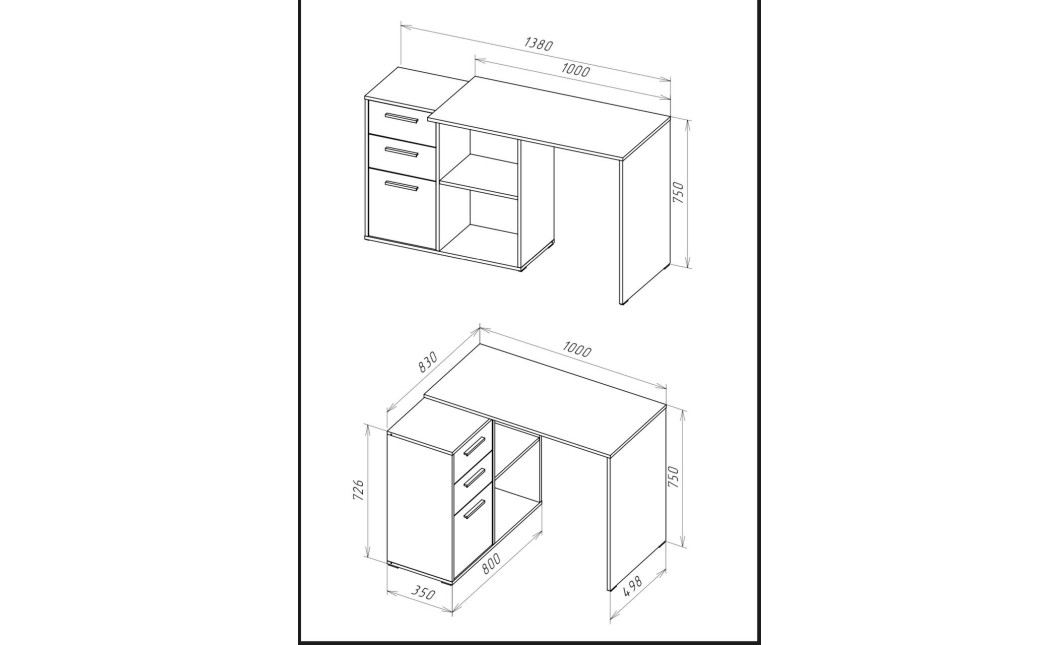 Schreibtisch Doros T8 Weiß Graphitgrau 100x83x75 (41516125)
