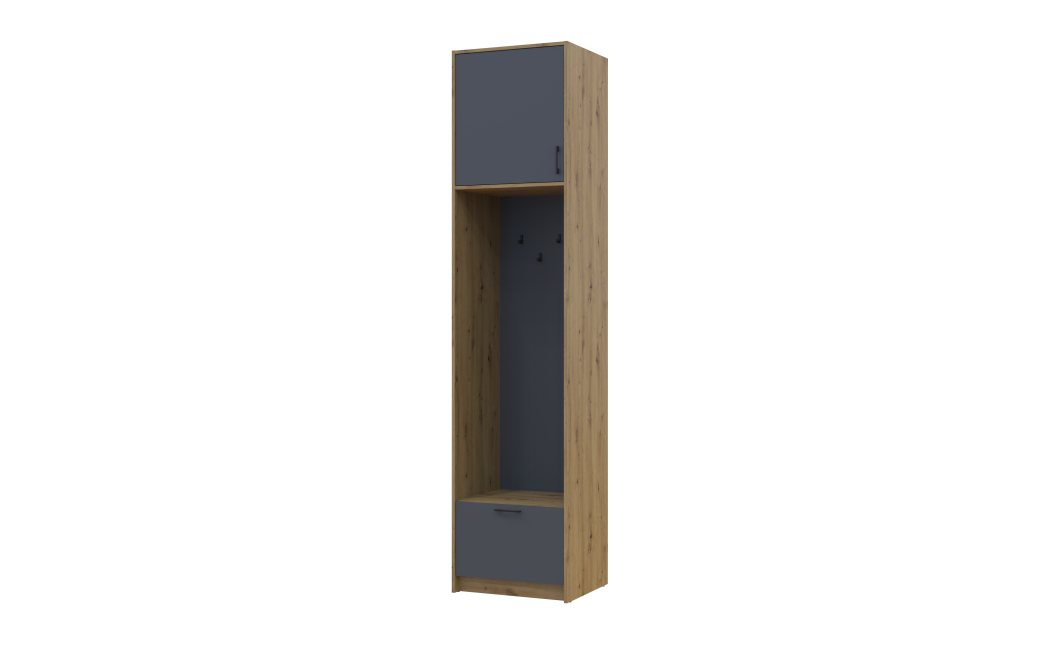 Offenes Regal Doros Rondi mit hohem Aufsatz Artisan Eiche / Graphitgrau 60x52x260 (42005267)