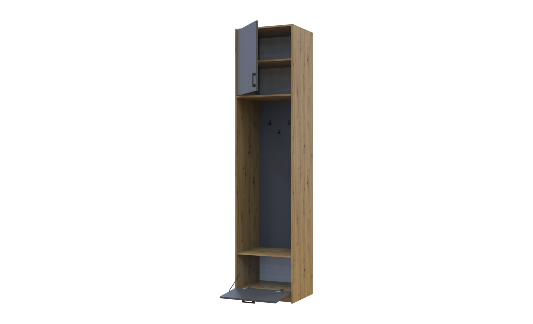 Offenes Regal Doros Rondi mit hohem Aufsatz Artisan Eiche / Graphitgrau 60x52x260 (42005267)