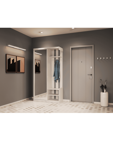 Flurschrank Doros City Weiß 1 Türen mit Spiegel 110x45x210 (44900058)