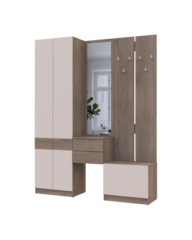 Flurschrank Doros Sola Cannolo / Kaschmir mit Spiegel 165x40x215 (42005231)