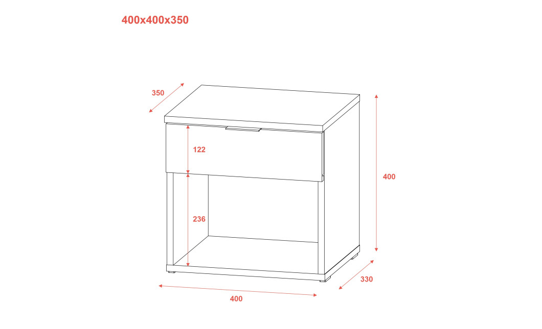 Nachttisch Doros GN1 Weiß 40x40x35 (41510031)
