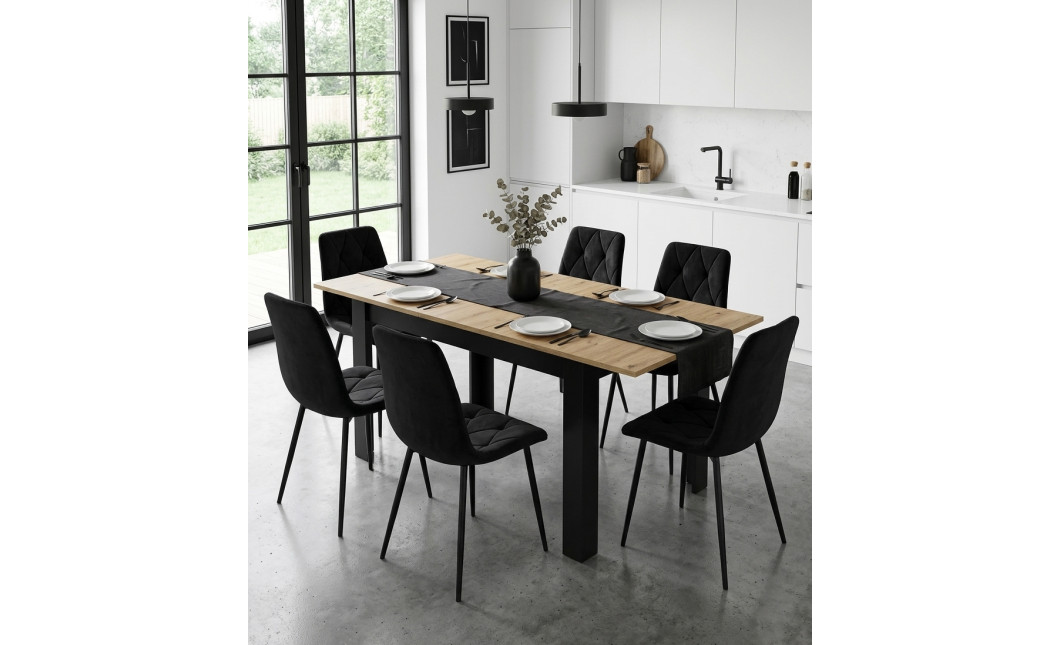 Ausziehtisch NP 120–160x80 Artisan Eiche + Schwarz (100155171)