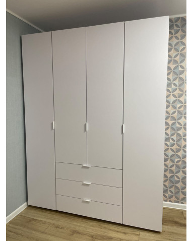 Kleiderschrank Doros Gelar mit Drehtüren Weiß 4 Türen 155x49,5x203,4 (80397642)