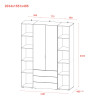 Kleiderschrank Doros Gelar mit Drehtüren Sonoma Eiche 4 Türen 155x49,5x203,4 (80397560)