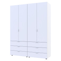 Kleiderschrank Doros Gelar Set mit Drehtüren Weiß 2+2 Türen 155x49,5x203,4 (42002117)