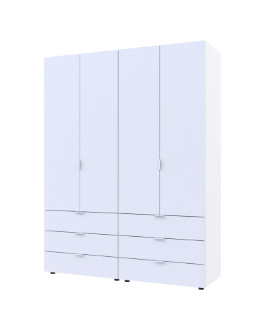 Kleiderschrank Doros Gelar Set mit Drehtüren Weiß 2+2 Türen 155x49,5x203,4 (42002117)