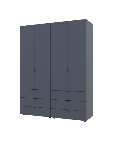 Kleiderschrank Doros Gelar Set mit Drehtüren Graphitgrau 2+2 Türen 155x49,5x203,4 (42002131)