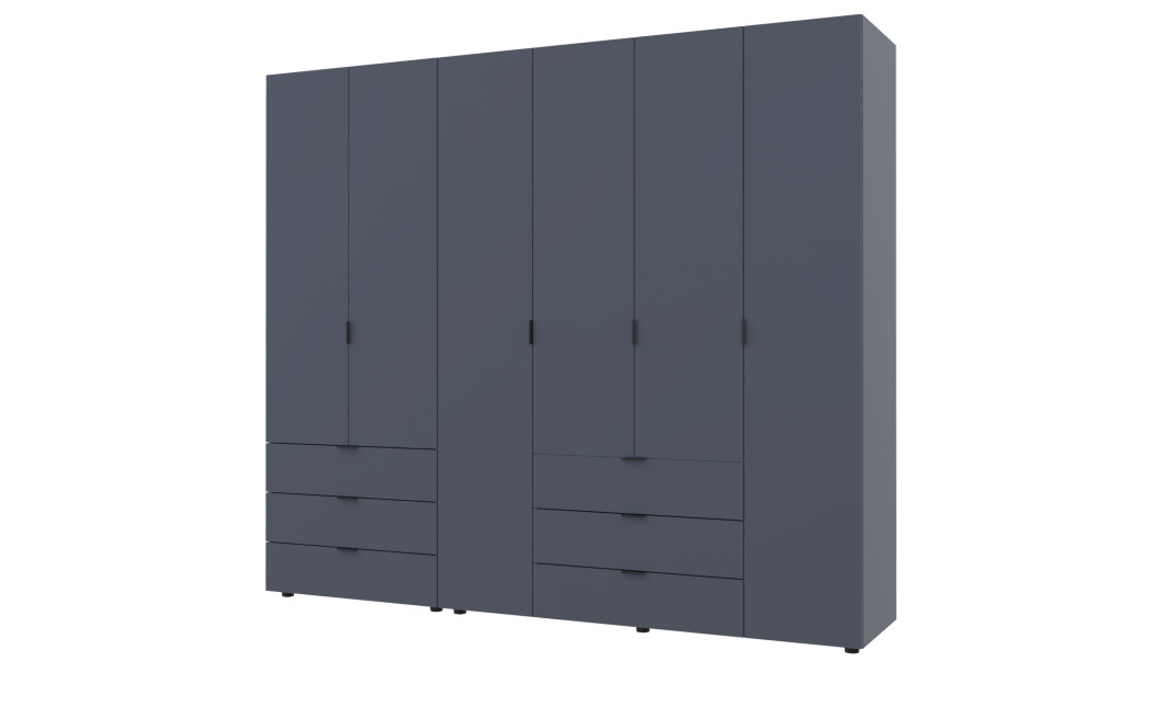 Kleiderschrank Doros Gelar Set mit Drehtüren Graphitgrau 2+4 Türen 232,5x49,5x203,4 (42002133)