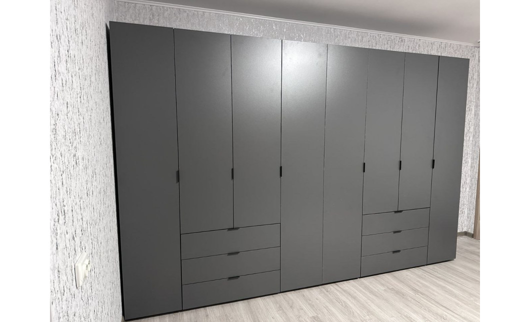 Kleiderschrank Doros Gelar Set mit Drehtüren Graphitgrau 4+4 Türen 310x49,5x203,4 (42002130)