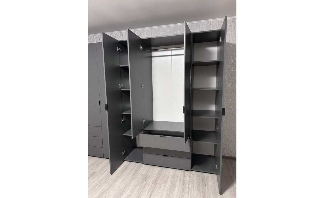 Kleiderschrank Doros Gelar Set mit Drehtüren Graphitgrau 4+4 Türen 310x49,5x203,4 (42002130)