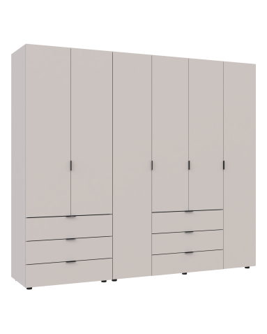 Kleiderschrank Doros Gelar Set mit Drehtüren Kaschmir 2+4 Türen 232,5x49,5x203,4 (80737639)