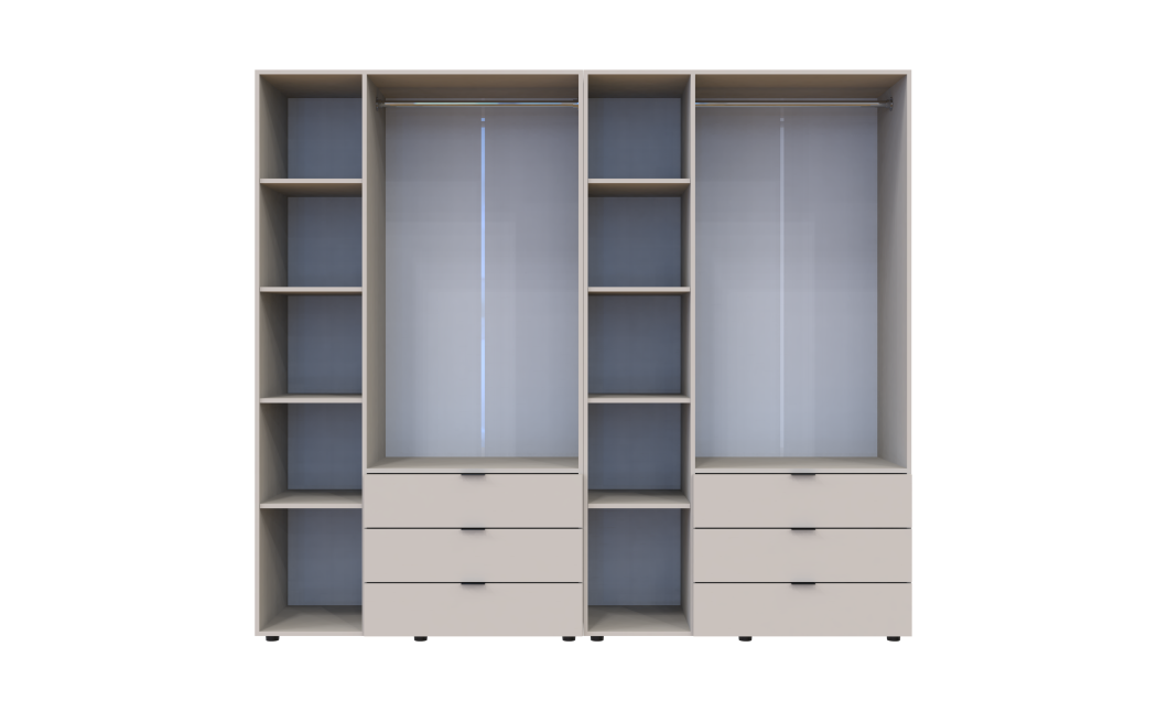 Kleiderschrank Doros Gelar Set mit Drehtüren Kaschmir 3+3 Türen 232,4x49,5x203,4 (80737640)