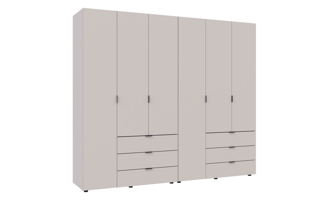 Kleiderschrank Doros Gelar Set mit Drehtüren Kaschmir 3+3 Türen 232,4x49,5x203,4 (80737640)