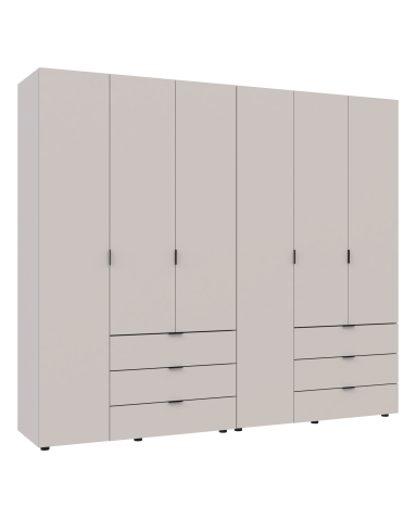 Kleiderschrank Doros Gelar Set mit Drehtüren Kaschmir 3+3 Türen 232,4x49,5x203,4 (80737640)