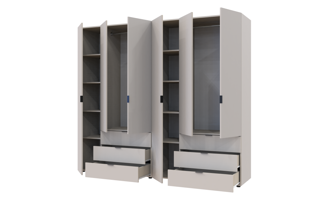 Kleiderschrank Doros Gelar Set mit Drehtüren Kaschmir 3+3 Türen 232,4x49,5x203,4 (80737640)