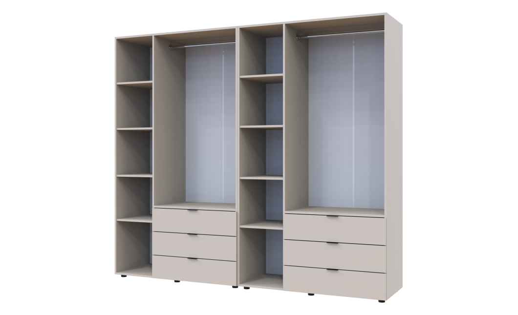 Kleiderschrank Doros Gelar Set mit Drehtüren Kaschmir 3+3 Türen 232,4x49,5x203,4 (80737640)