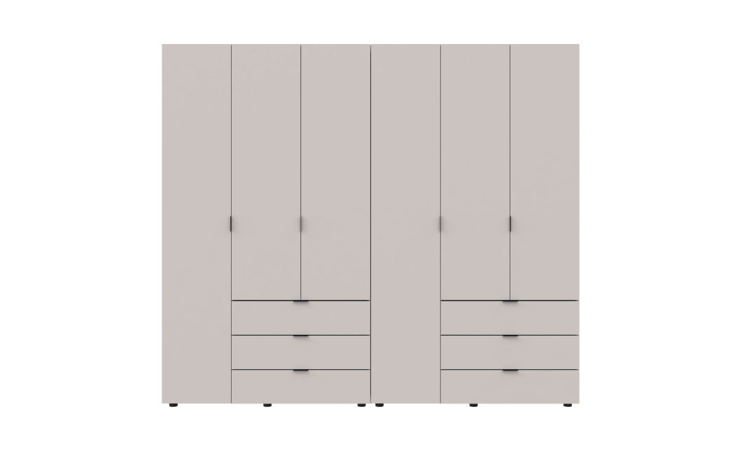 Kleiderschrank Doros Gelar Set mit Drehtüren Kaschmir 3+3 Türen 232,4x49,5x203,4 (80737640)