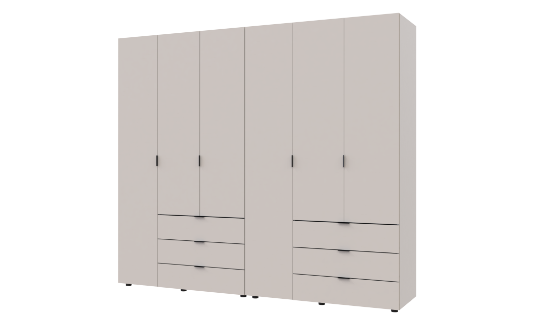 Kleiderschrank Doros Gelar Set mit Drehtüren Kaschmir 3+3 Türen 232,4x49,5x203,4 (80737640)