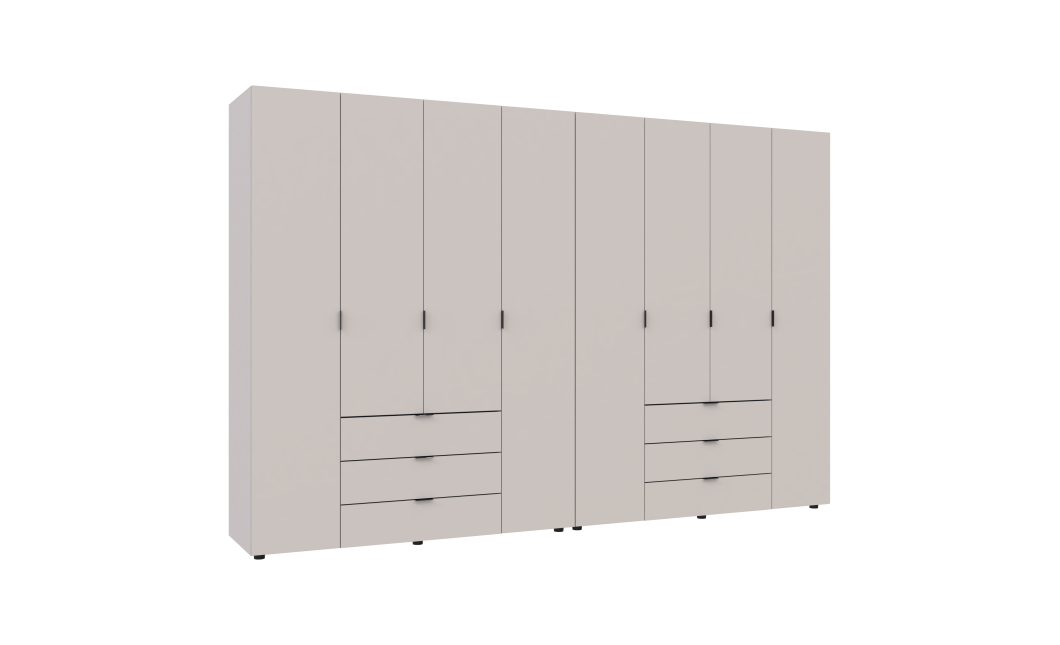 Kleiderschrank Doros Gelar Set mit Drehtüren Kaschmir 4+4 Türen 310x49,5x203,4 (80737642)