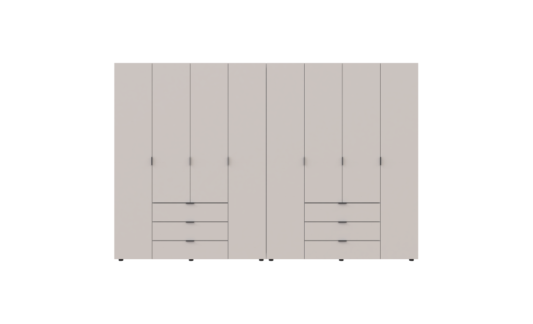 Kleiderschrank Doros Gelar Set mit Drehtüren Kaschmir 4+4 Türen 310x49,5x203,4 (80737642)