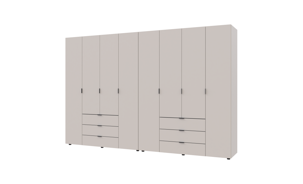 Kleiderschrank Doros Gelar Set mit Drehtüren Kaschmir 4+4 Türen 310x49,5x203,4 (80737642)