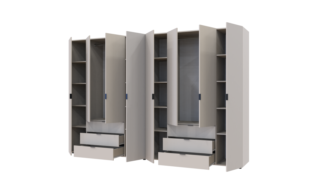 Kleiderschrank Doros Gelar Set mit Drehtüren Kaschmir 4+4 Türen 310x49,5x203,4 (80737642)