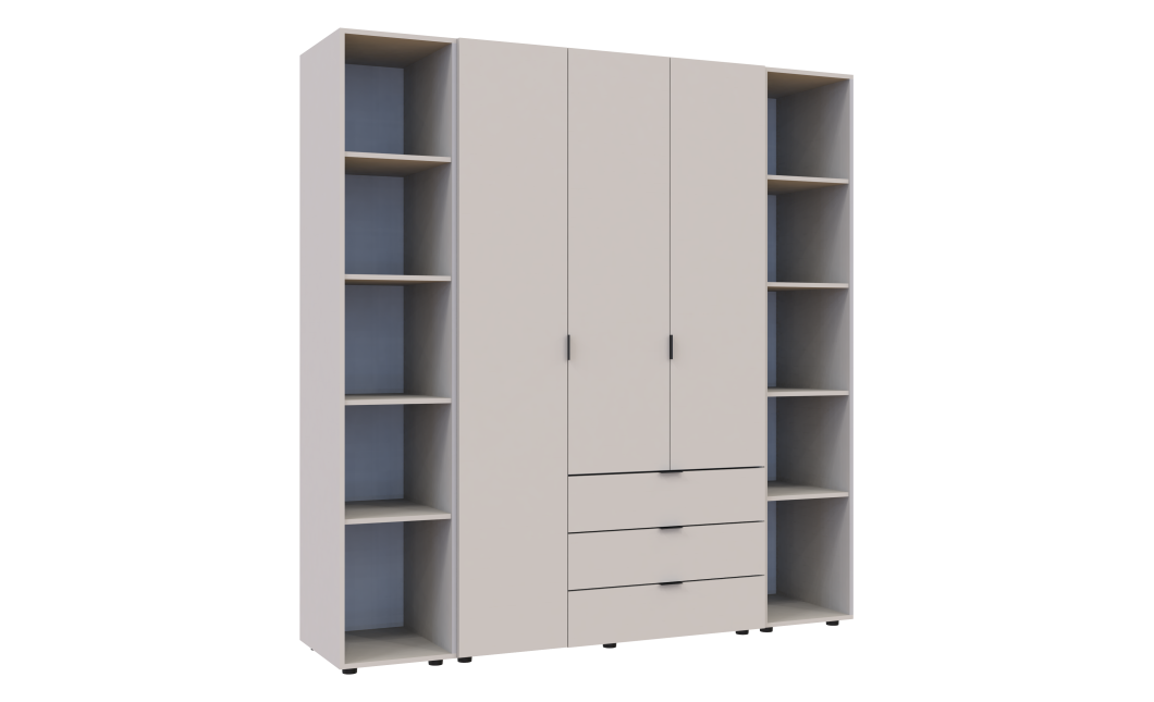 Kleiderschrank Doros Gelar Kaschmir 3 Türen mit 2 offenen Regalböden 192,6x49,5x203,4 (80737646)