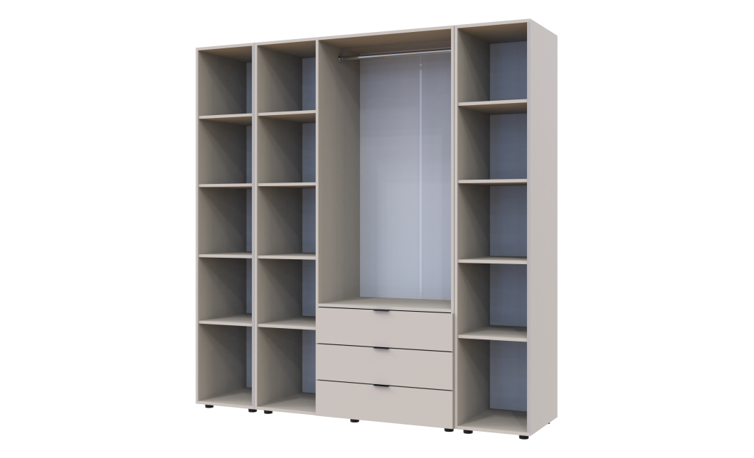 Kleiderschrank Doros Gelar Kaschmir 3 Türen mit 2 offenen Regalböden 192,6x49,5x203,4 (80737646)