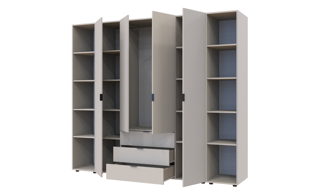 Kleiderschrank Doros Gelar Kaschmir 4 Türen mit 2 offenen Regalböden 231,4x49,5x203,4 (80737648)