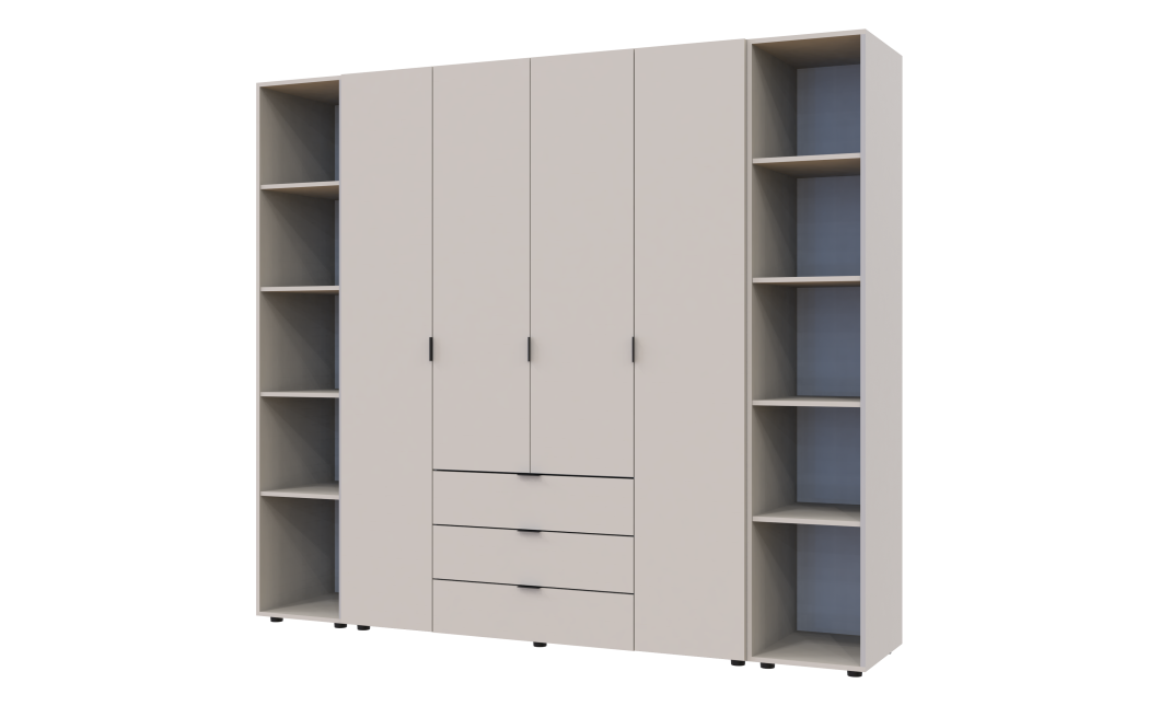 Kleiderschrank Doros Gelar Kaschmir 4 Türen mit 2 offenen Regalböden 231,4x49,5x203,4 (80737648)