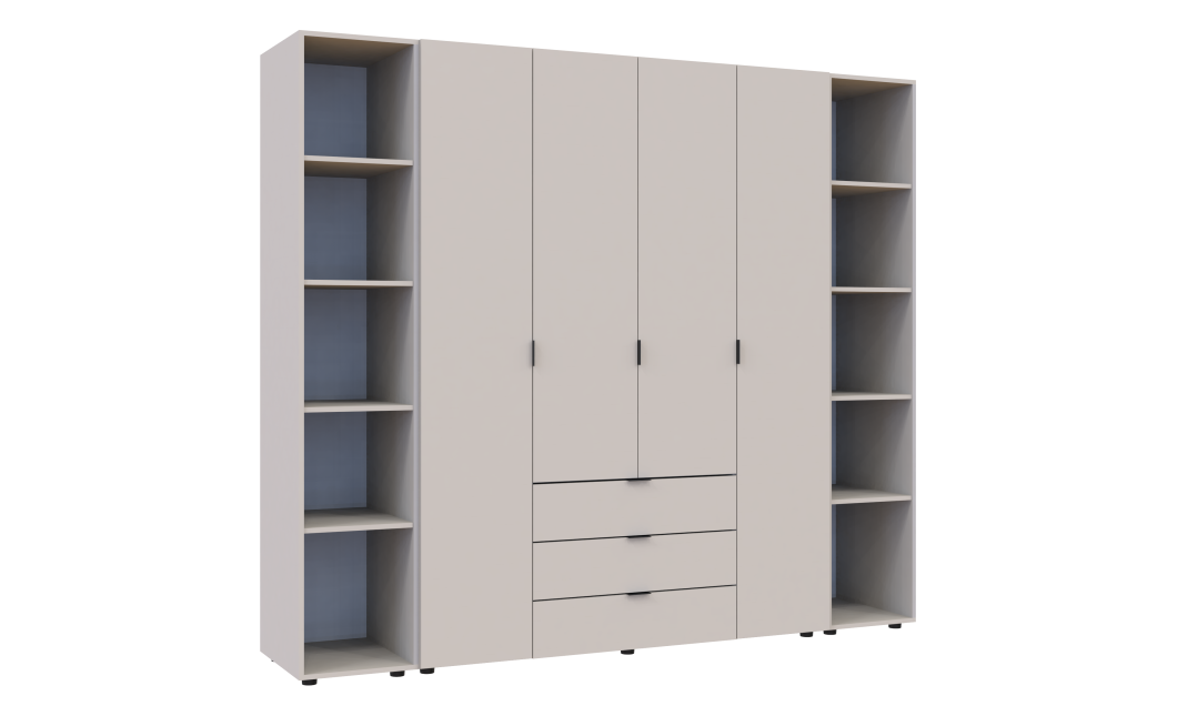 Kleiderschrank Doros Gelar Kaschmir 4 Türen mit 2 offenen Regalböden 231,4x49,5x203,4 (80737648)