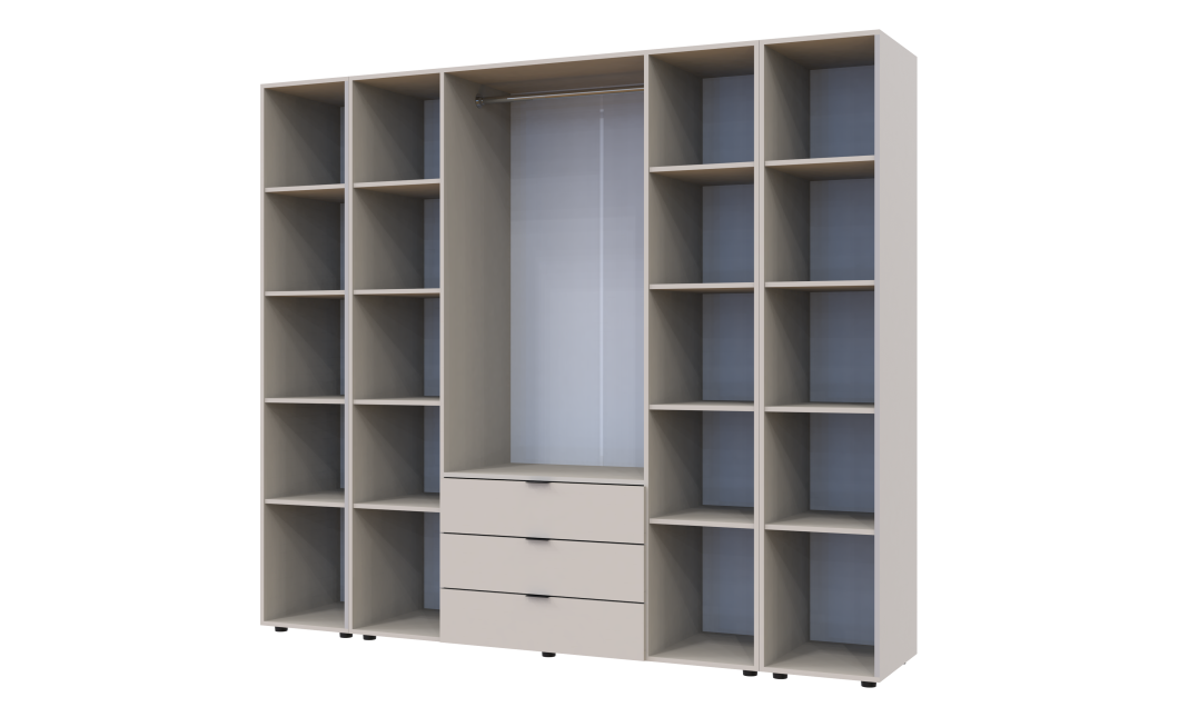 Kleiderschrank Doros Gelar Kaschmir 4 Türen mit 2 offenen Regalböden 231,4x49,5x203,4 (80737648)