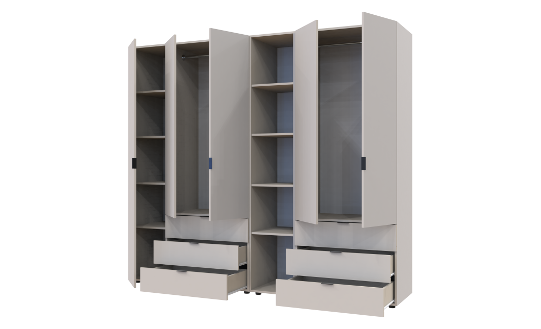 Kleiderschrank Doros Gelar Kaschmir 2+3 Türen mit offenem Regal 231,9x49,5x203,4 (80737650)