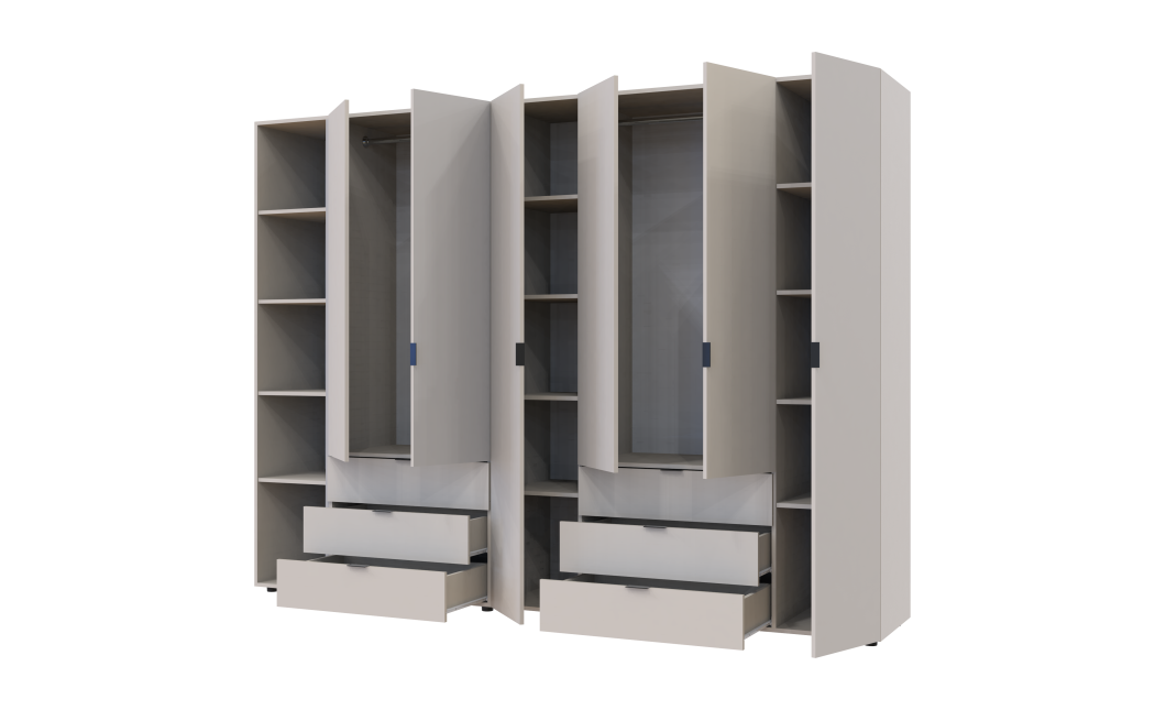 Kleiderschrank Doros Gelar Kaschmir 2+4 Türen mit offenem Regal 270,7x49,5x203,4 (80737651)