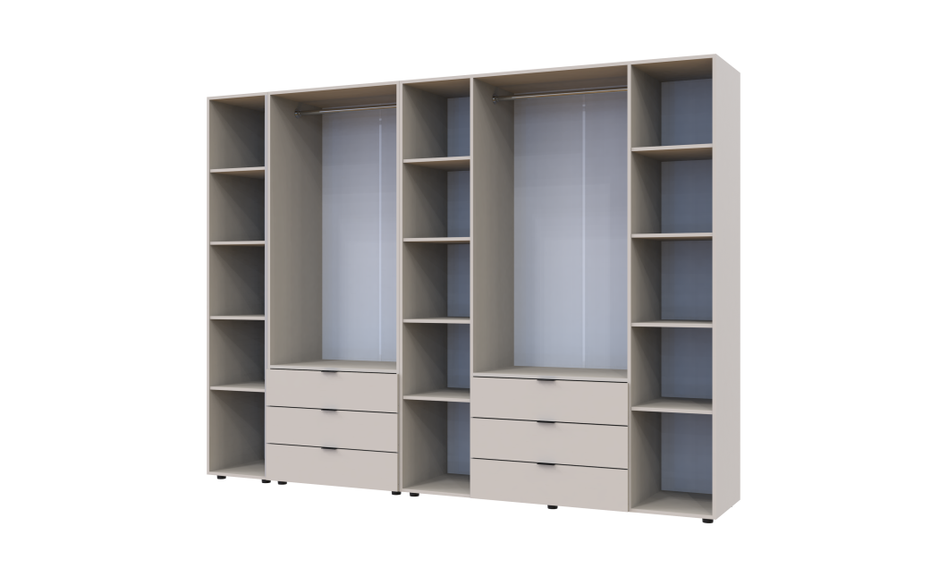 Kleiderschrank Doros Gelar Kaschmir 2+4 Türen mit offenem Regal 270,7x49,5x203,4 (80737651)