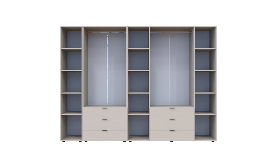 Kleiderschrank Doros Gelar Kaschmir 2+4 Türen mit offenem Regal 270,7x49,5x203,4 (80737651)