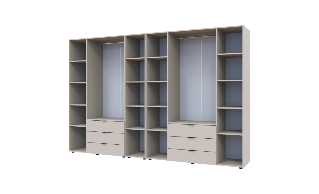 Kleiderschrank Doros Gelar Kaschmir 3+4 Türen mit offenem Regal 309,4x49,5x203,4 (80737653)