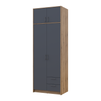 Kleiderschrank Doros Rondi Schiebetüren mit Oberschrank Artisan Eiche / Graphitgrau 2 Türen 82x52x236 (80737808)