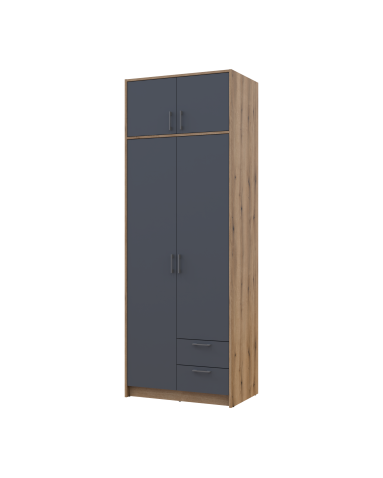 Kleiderschrank Doros Rondi mit Drehtüren mit Oberschrank Artisan Eiche / Graphitgrau 2 Türen 82x52x236 (80737808)