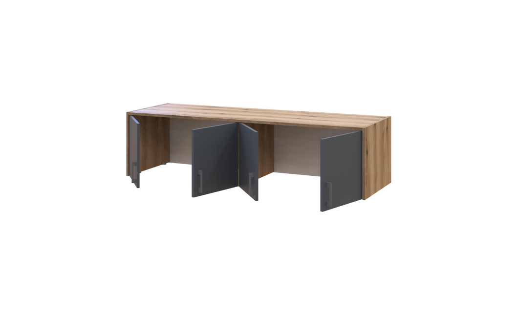 Kleiderschrank Doros Rondi mit Drehtüren mit Oberschrank Artisan Eiche / Graphitgrau 4 Türen 160x52x236 (80737828)