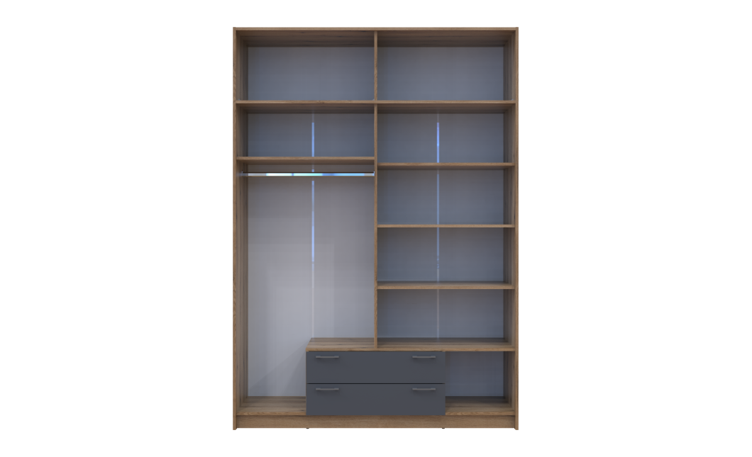Kleiderschrank Doros Rondi mit Drehtüren mit Oberschrank Artisan Eiche / Graphitgrau 4 Türen 160x52x236 (80737828)