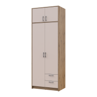 Kleiderschrank Doros Rondi Schiebetüren mit Oberschrank Artisan Eiche / Kaschmir 2 Türen 82x52x236 (80737809)