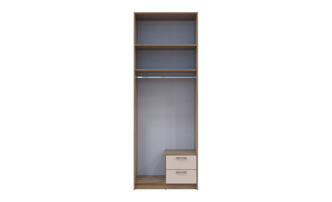 Kleiderschrank Doros Rondi Schiebetüren mit Oberschrank Artisan Eiche / Kaschmir 2 Türen 82x52x236 (80737809)