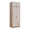 Kleiderschrank Doros Rondi Schiebetüren mit Oberschrank Artisan Eiche / Kaschmir 2 Türen 82x52x236 (80737809)